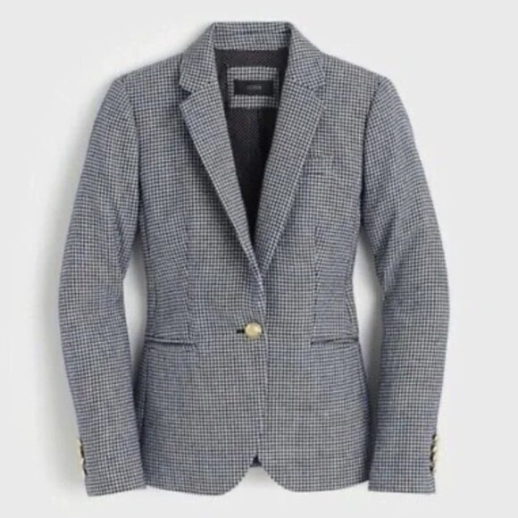 J.‎ Crew Women's Gray Campbell Houndstooth Regent Long Sleeve Blazer - Size 6 - Picture 1 of 6